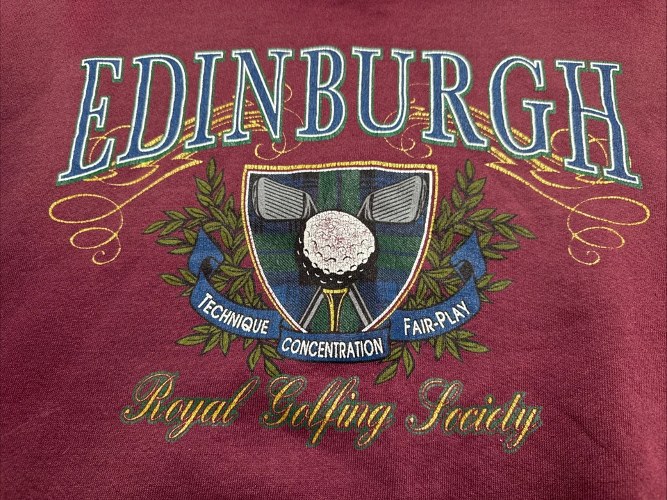 VTG Van Heusen Edinburgh Golf Sweatshirt Sz XL Red Faded Distressed USA Made - Image 2 of 4