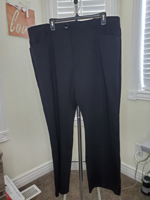 DGD Wrinkle-Free Stretch Dress Pants Plus Women's Pull-on Slacks 3XL Black 