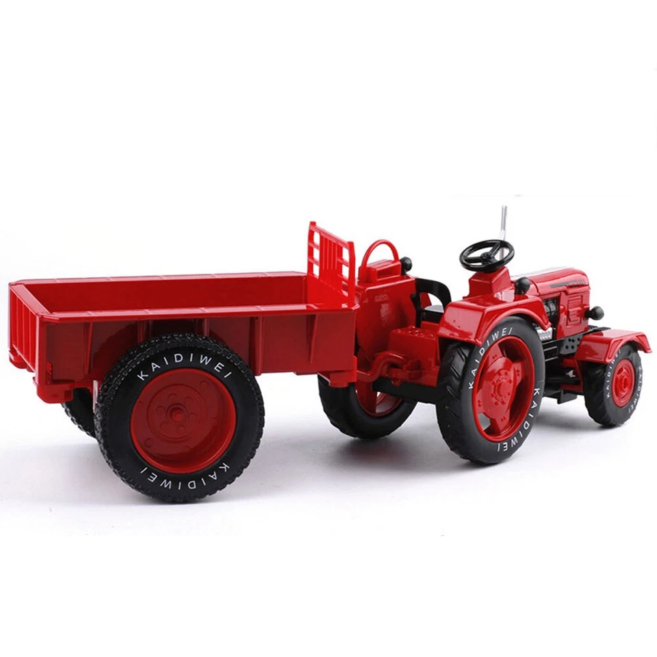 Red Farm Tractor Toy Model With Tipping Trailer Diecast Toy Car Boys Toys Kids - Image 4 of 4