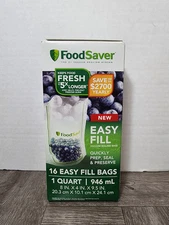 FoodSaver Easy Fill Vacuum Seal Bags, 1 Quart, 16 Count
