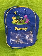 VTG Barney Friends 1996 Vinyl Kids Backpack Baby Bop BJ Blue