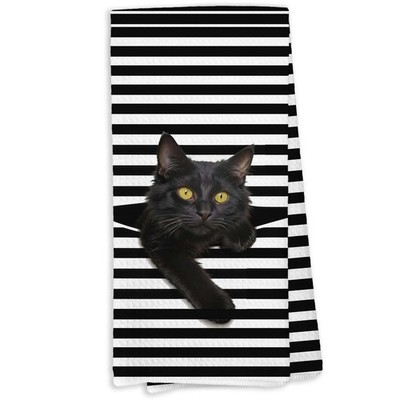 Black White Funny Cat Kitchen Decor Hand Dish Towel Bathroom Bathroom Gifts