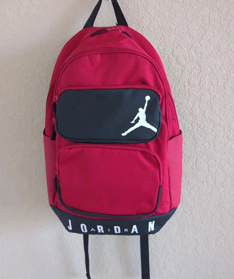 Air Jordan Essential Red Black White Back to School 25 L Backpack 9A0670 H24 NEW - Image 3 of 4