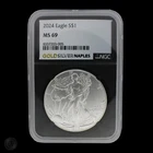 2024 American Eagle Silver Dollar Graded  NGC MS69 Black Holder -E0085