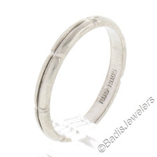 Vintage Palladium 2.45mm Pinched Grooved Eternity Stackable Wedding Band Ring