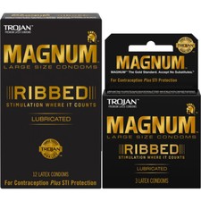 Trojan Magnum Ribbed Large Stimulation Lubricated Latex Condoms