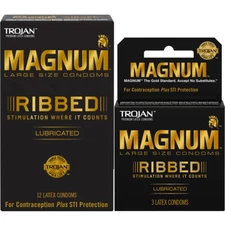 Trojan Magnum Ribbed Large Stimulation Lubricated Latex Condoms