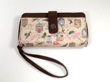 Clutch/Wristlet/Wallet, Snap  Zip Around, Faux Leather/Bird Print Vinyl,...