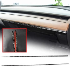 Forged Carbon Fiber Co-pilot Dashboard Lower Trim Strip Fit For Model Y 3 17-22