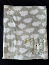 Baby Essentials Gray White Cloud Bear Baby Blanket