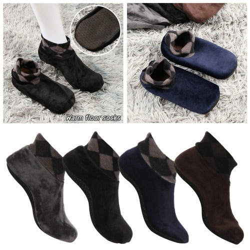1 Pairs Mens Warm Soft Fleece Thick Bed Sock Non Slip Slipper Floor