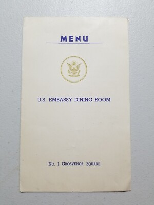 U.S.Embassy Dining Room No. 1 Gosvenor Square July 16th 1954 Menu
