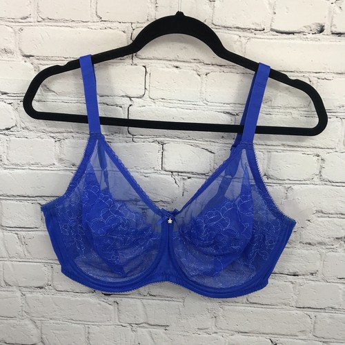 Wacoal Bra Womens 40DD Balconette Underwired Unlined Retro Chic 855186 Blue