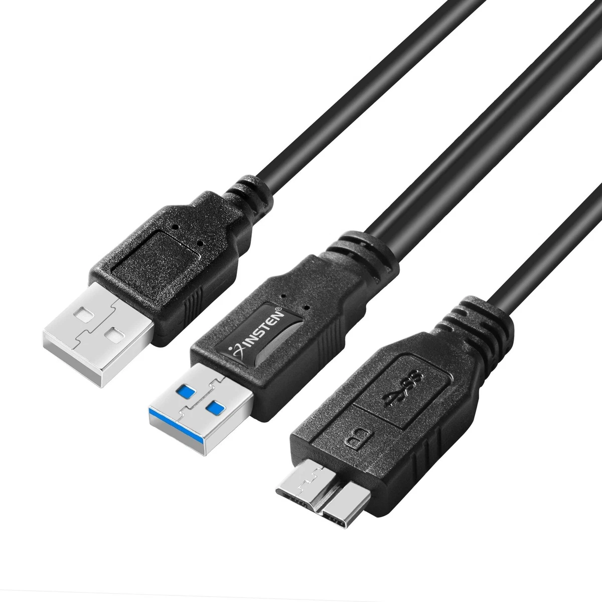 Dual USB 3.0 Type A to Micro-B USB Y Shape High Speed Cable for External  Hard Drives/Seagate/Toshiba/WD/Hitachi/Samsung/Wii-U/Note 3 (21 Inches) 