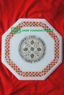 12'' White Marble Table Top center Coffee antique Inlay pietra dura Mosaic p38