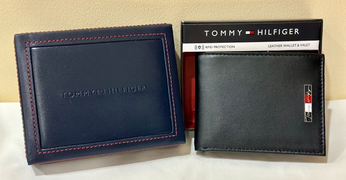 TOMMY HILFIGER BLACK LEATHER & VALET BILLFOLD WALLET W/ RFID PROTECTION $50 - Picture 2 of 6