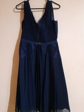 MONSOON MARISA DRESS SIZE 8 NAVY LACE PLEAT DETAIL HAND EMBELLISHED DETAIL AT...