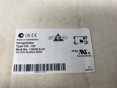 STEGO 13059.9-00 Enclosure Fan Heater Type CR 1030 AC120 50/60H 950W