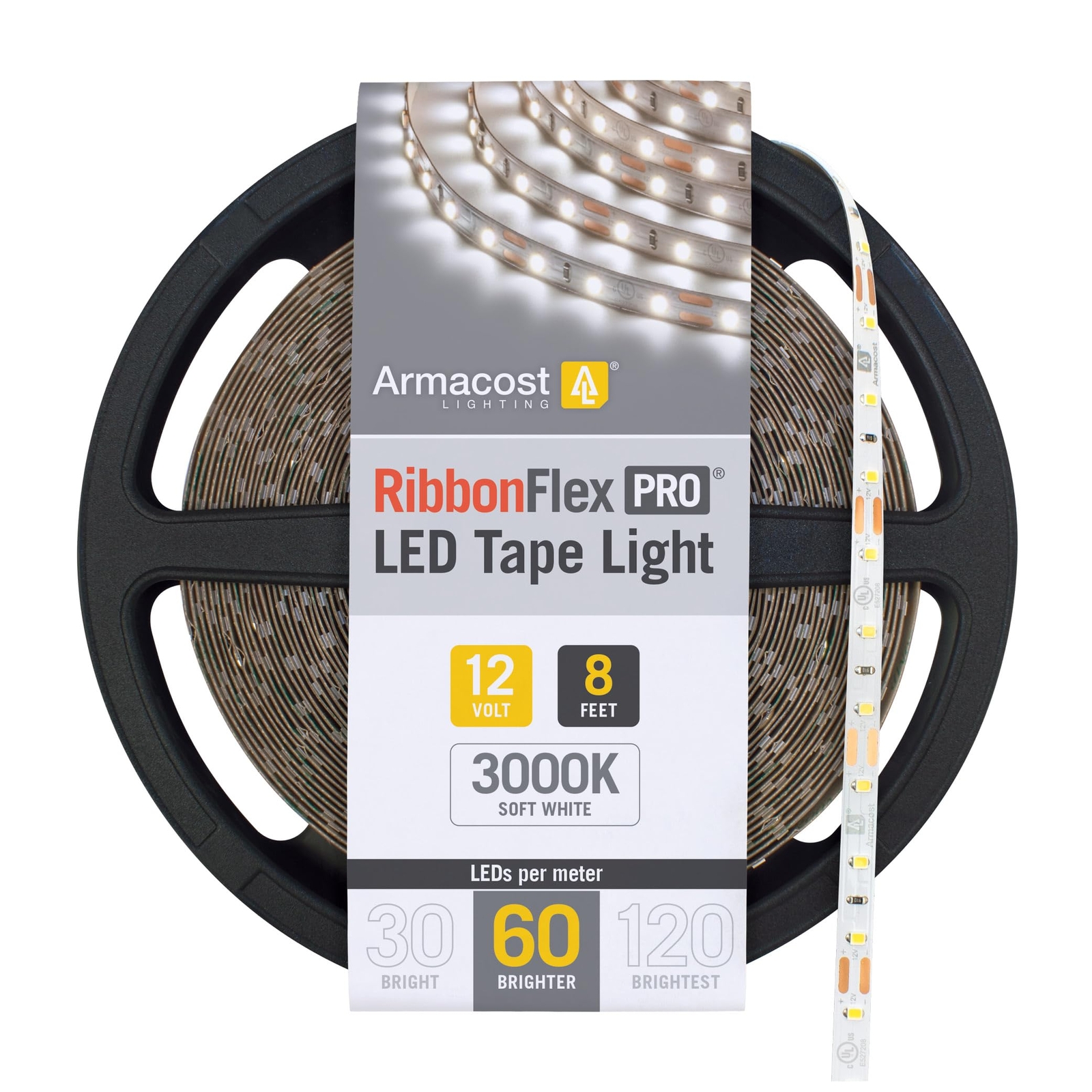 Soft Bright White, 60 LEDs/M, 8.2' (2.5M) RibbonFlex LED Tape Light.. 142210