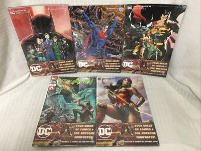 Complete 1-5 DC Comics 4-packs + Poster BATMAN 89 WONDER WOMAN 755 Aquaman Lot