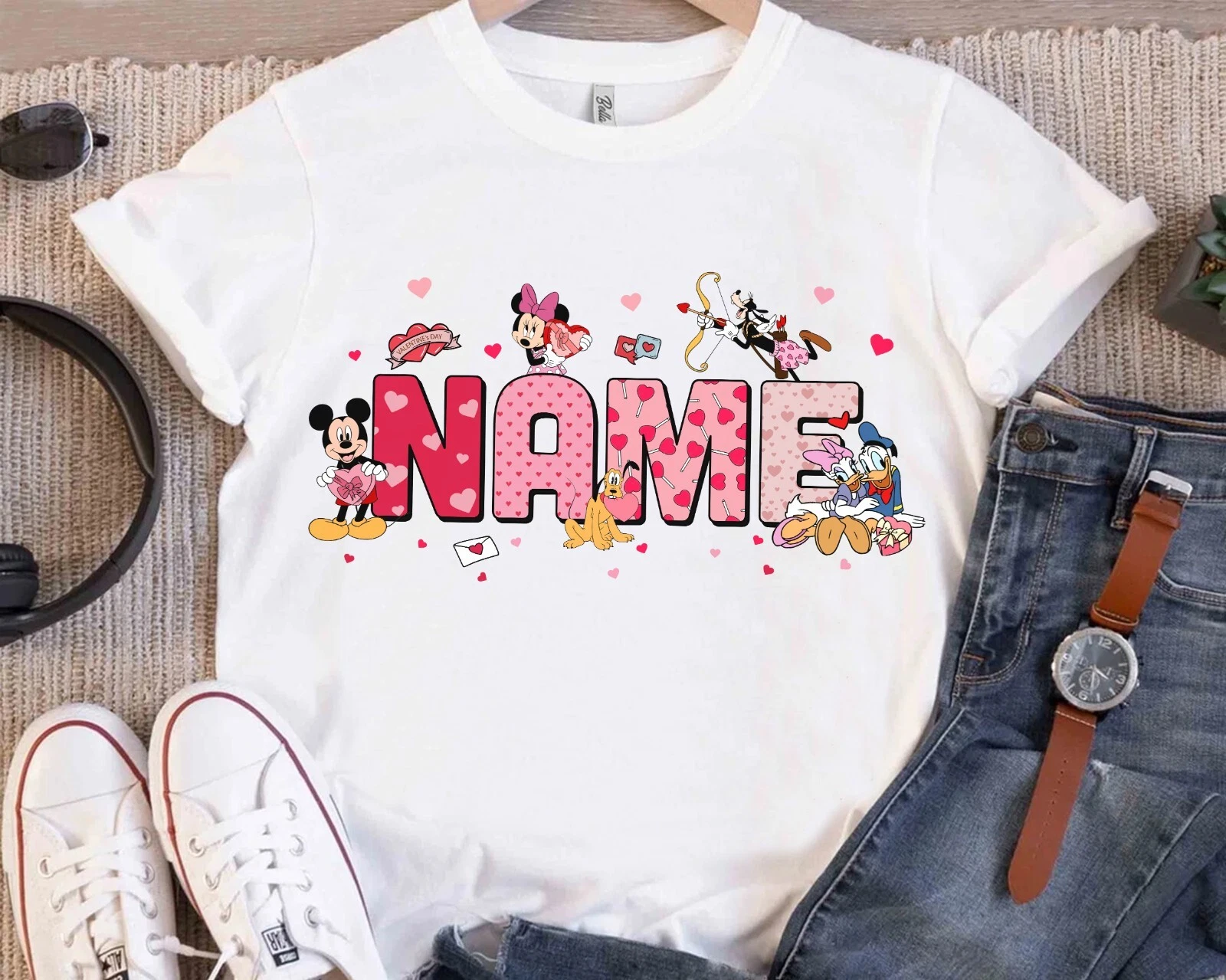 T shirt unisex personalizzata Disney Topolino e amici San Valentino coppia 801112