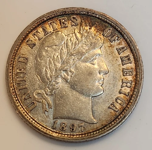 1897-P Barber Silver Dime .10 in AU/BU Condition