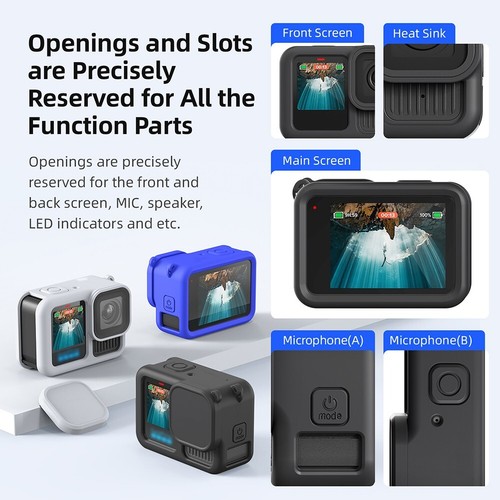 Coque de protection en silicone noir pour GoPro Hero13 avec accessoire lani??re - Photo 4 sur 21
