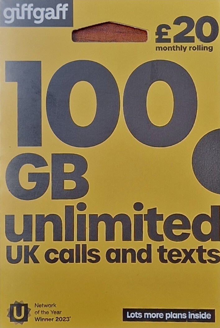 100x GIFFGAFF BULK SIM CARD £20 100GB DATA, ZEERO BALANCE PAY AS YOU GO