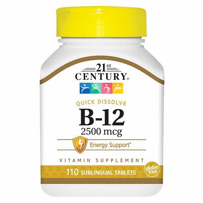 21st Century Vitamin B12 2500 mcg High Potency Tablets 110ct -Exp Date 08-2028