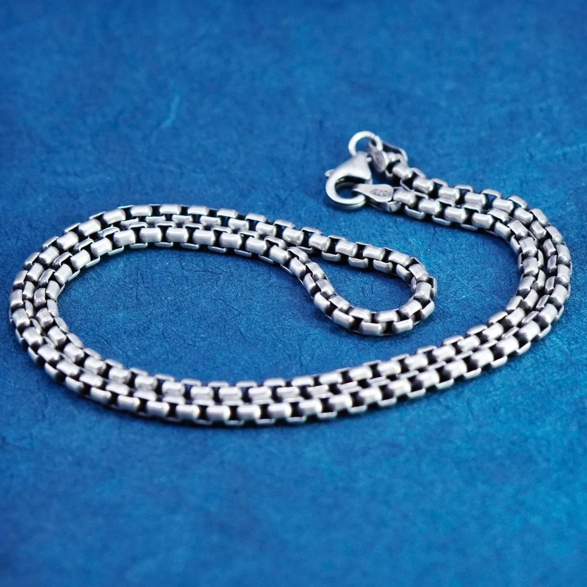 18 4mm vintage Sterling silver necklace bold 925 box chain