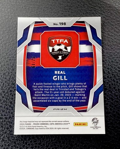 2024 PANINI PRIZM REAL GILL PURPLE COPA AMERICA #198 ROOKIE RC /49 - Picture 2 of 2