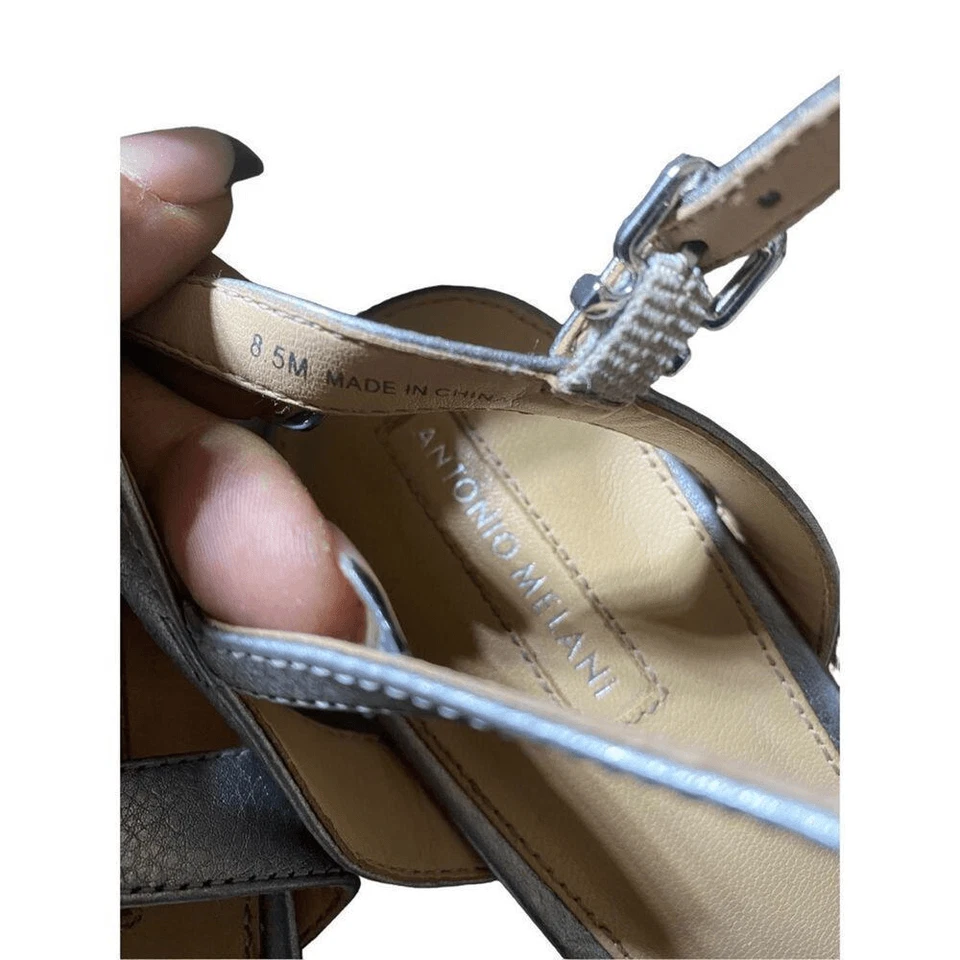 Женские серебряные туфли на каблуках с ремешками Antonio Melani Stilleto 4 дюйма 8,5 - Изображение 3 из 4