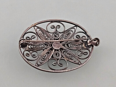 9325166-d Vintage Silber-Filigran-Brosche 800er Silver 1x1 3/8in