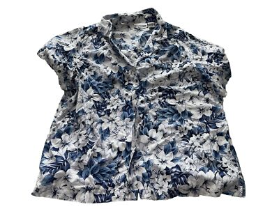 Cathy Essentials Size 1X Short Sleeve Length 27  Cotton Rayon Floral 2400 