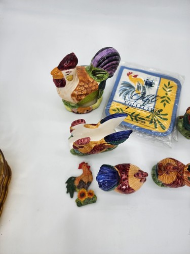 Kitchen Chicken Lot! 10 Pieces. Scrub Holder, Cream &Sugar, Napkin Holder, S&P + - Picture 2 of 22