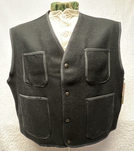 Vintage I. Spiewak Golden Fleece Wool Work Vest Size 3XL Made in USA BLACK A-03
