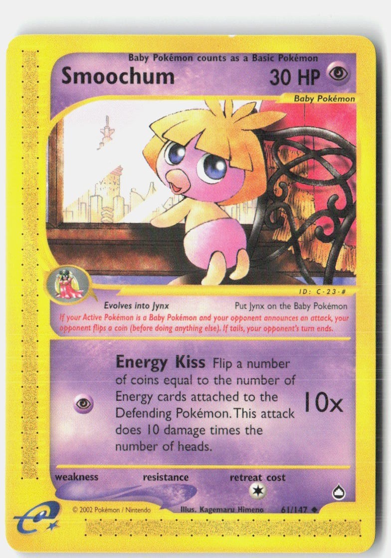 Smoochum 61 Uncommon Aquapolis Pokemon Near Mint