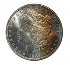 1887 MS65 NGC MORGAN DOLLAR BEAUTIFUL IRIDESCENT OBVERSE TONING