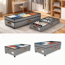 2 Pack Under Bed Storage with Wheels 65L XXL Large Under Bed Storage Containe...