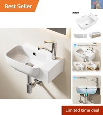 Elegant Ceramic Small Bathroom Sink 40x25x14cm - Easy Install for Cloakroom