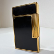 S.T. Dupont Feuerzeug/Lighter  Black Lacquer & Gold Plated Ligne Vintage