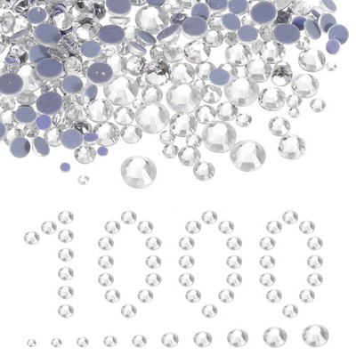 1000Pcs Hotfix Rhinestones Crystal Glass 10Size (SS3-SS30,White)