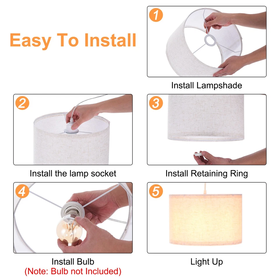 Plug in Pendant Light 15Ft Rope Cord Hanging Lamp Fixture with Switch - Image 4 of 4