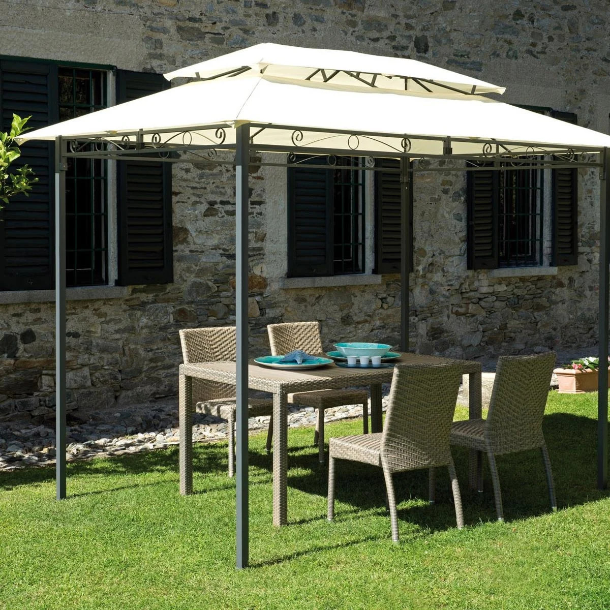 Gazebo en fer 3x2 Illinois idéal pour repas sur la terrasse - 2
