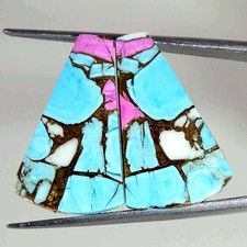 22.20Cts Cotton Candy Pink Copper Turquoise Fancy Pair Cabochon Loose Gemstone