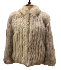 SAGA Arctic Fox Fur Coat Jacket Bemberg Lining Medium Ivory Mobwife Vintage Luxe