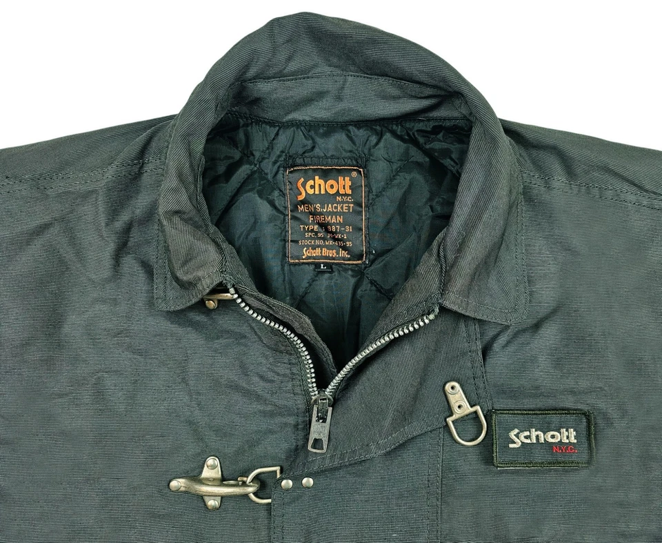 HOT VTG Men's SCHOTT 987-31 FIREMAN PARKA DUFFLE METAL CLASP LINED GRAY Jacket L - Image 3 of 4