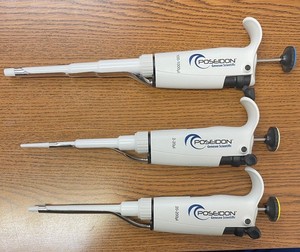 Set of 3 Poseidon Adjustable Micropipettes 2-20 / 20-200 / 100-1000 µL