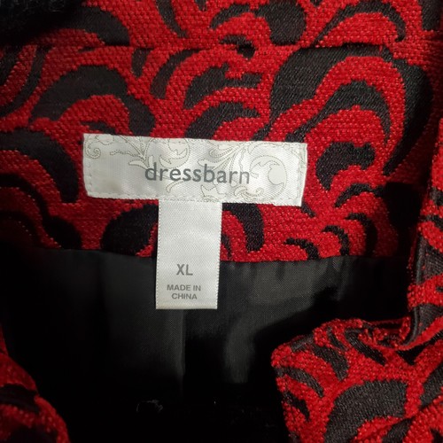 Dressbarn Women's Jacket Blazer Manderin Collard Red and Black Patterned Size XL - Picture 12 of 12