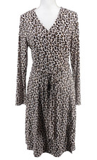 Banana Republic Midi Full Wrap Dress Womens Large Leopard Animal Long Sleeve New